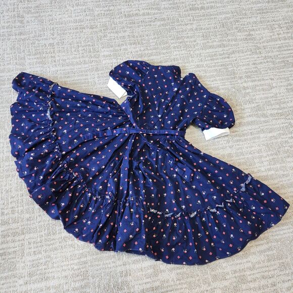 Mini World vintage circle prairie dress blue floral size 8 girls - Picture 8 of 12